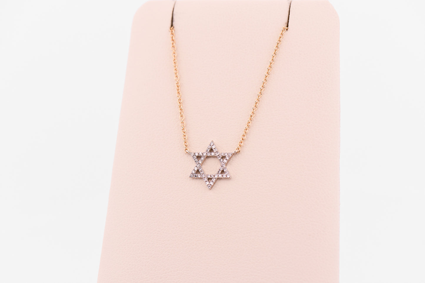 Dainty Diamond-Set Star of David Necklace in 14k Gold