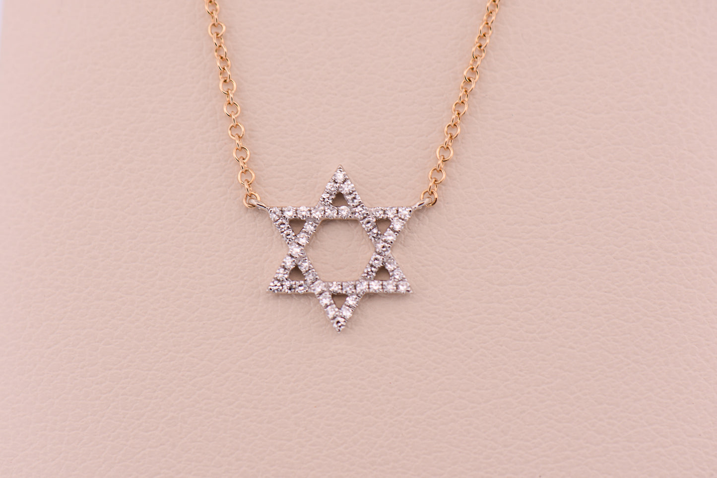 Dainty Diamond-Set Star of David Necklace in 14k Gold