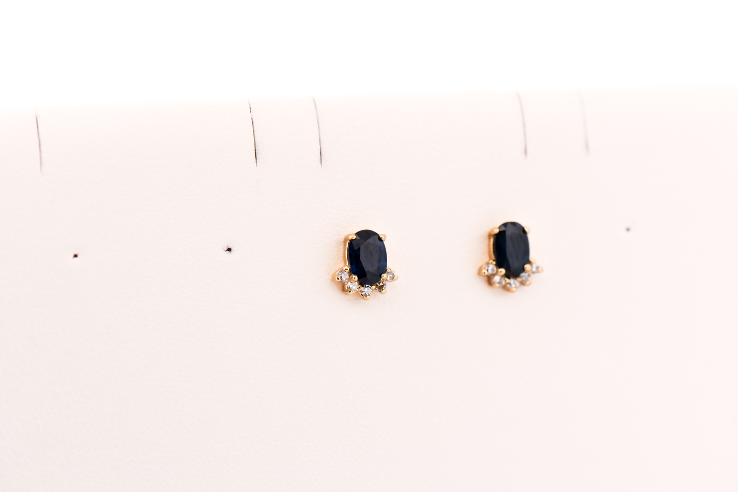 Dainty Estate Midnight Blue Sapphire & Diamond Stud Earrings