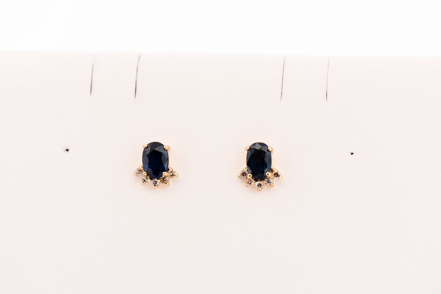 Dainty Estate Midnight Blue Sapphire & Diamond Stud Earrings