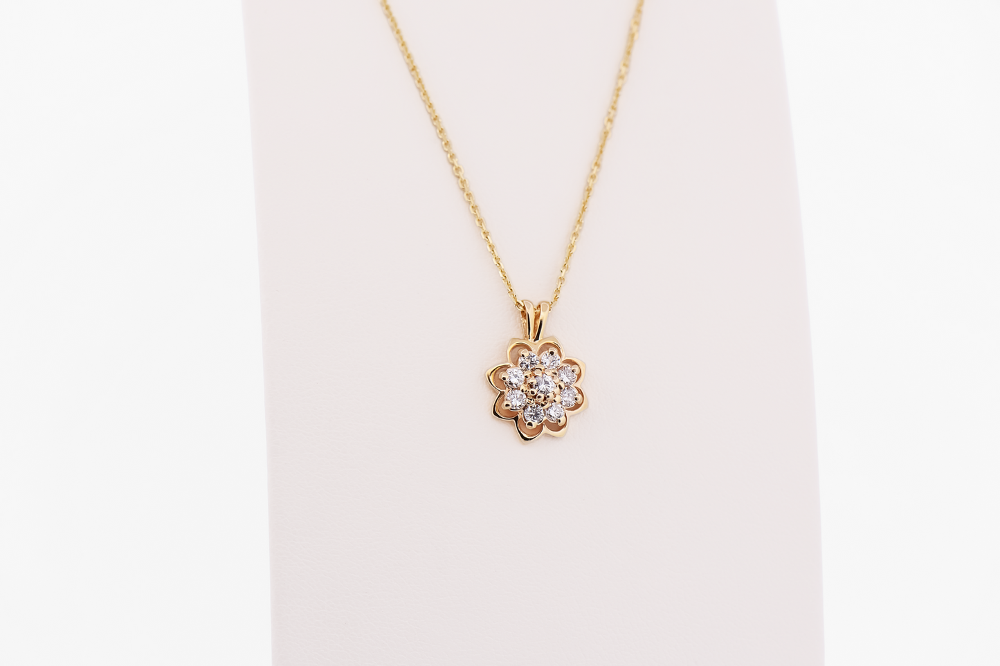 Dainty Floral Diamond Mandala Necklace in 18k Yellow Gold