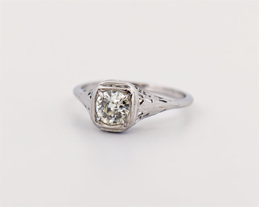 Art Deco Diamond Solitaire Ring in White Gold