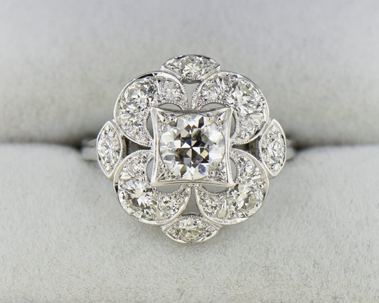 Late Art Deco White Gold & Diamond Quatrefoil Ring