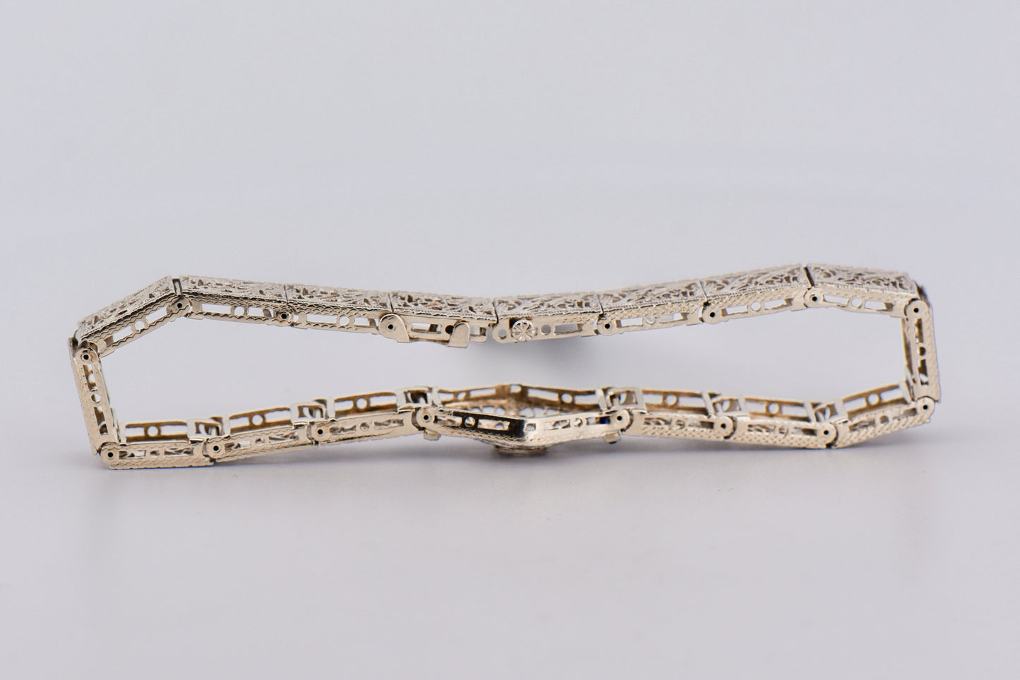 Art Deco Filigree Bracelet with Sapphires & Diamond