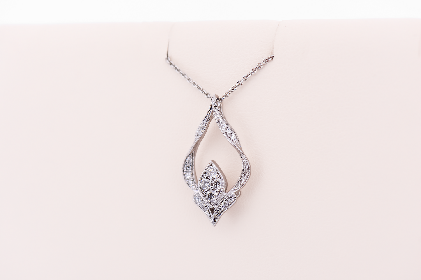 Detachable Pendant - Art Deco Inspired with White Gold & Diamonds
