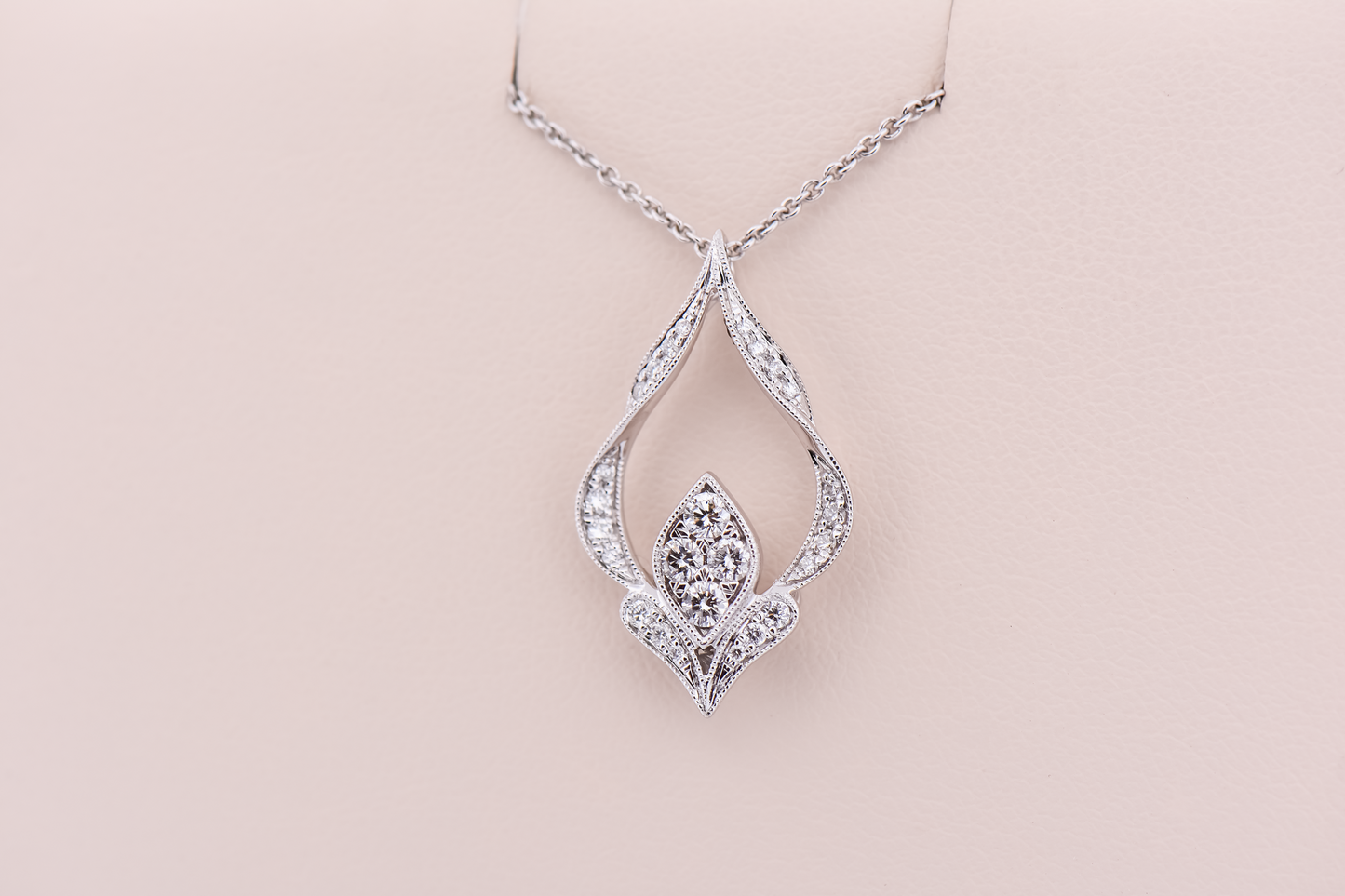 Detachable Pendant - Art Deco Inspired with White Gold & Diamonds