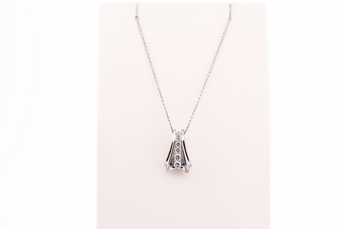 Detachable Pendant - Palladium & Diamond Forked Slide
