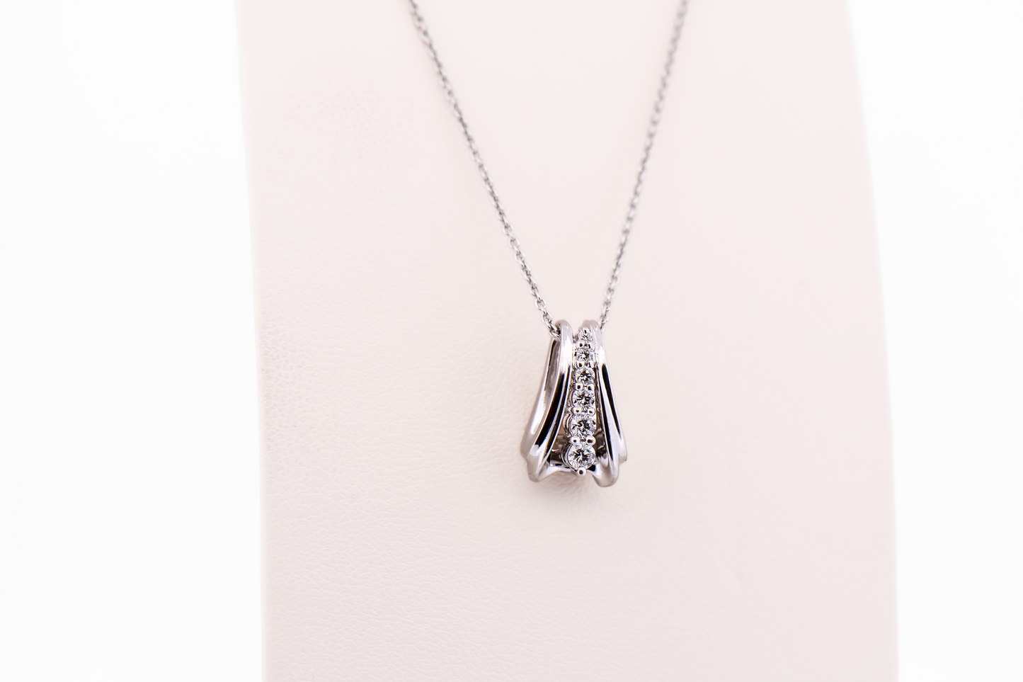 Detachable Pendant - Palladium & Diamond Forked Slide