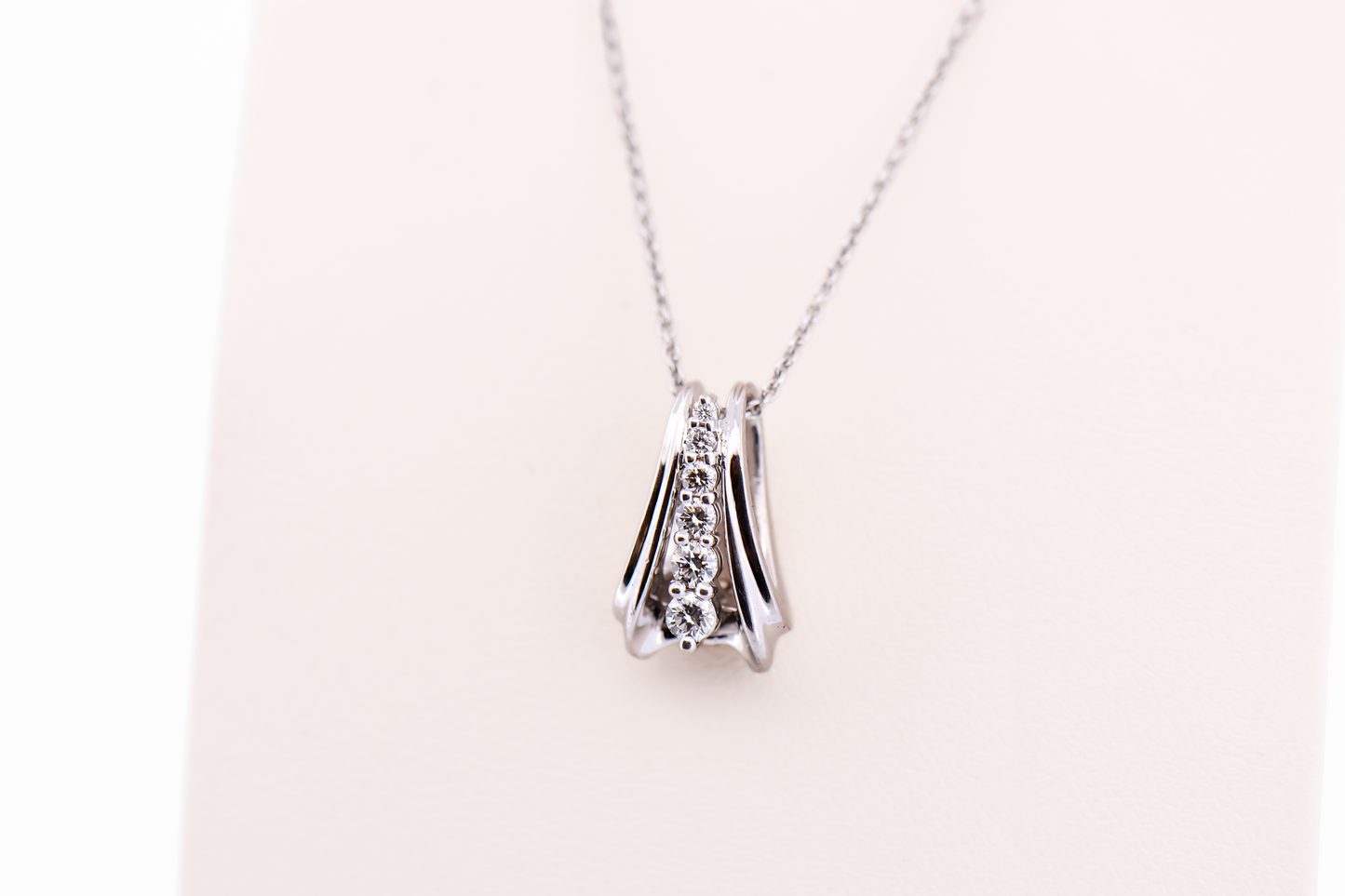Detachable Pendant - Palladium & Diamond Forked Slide