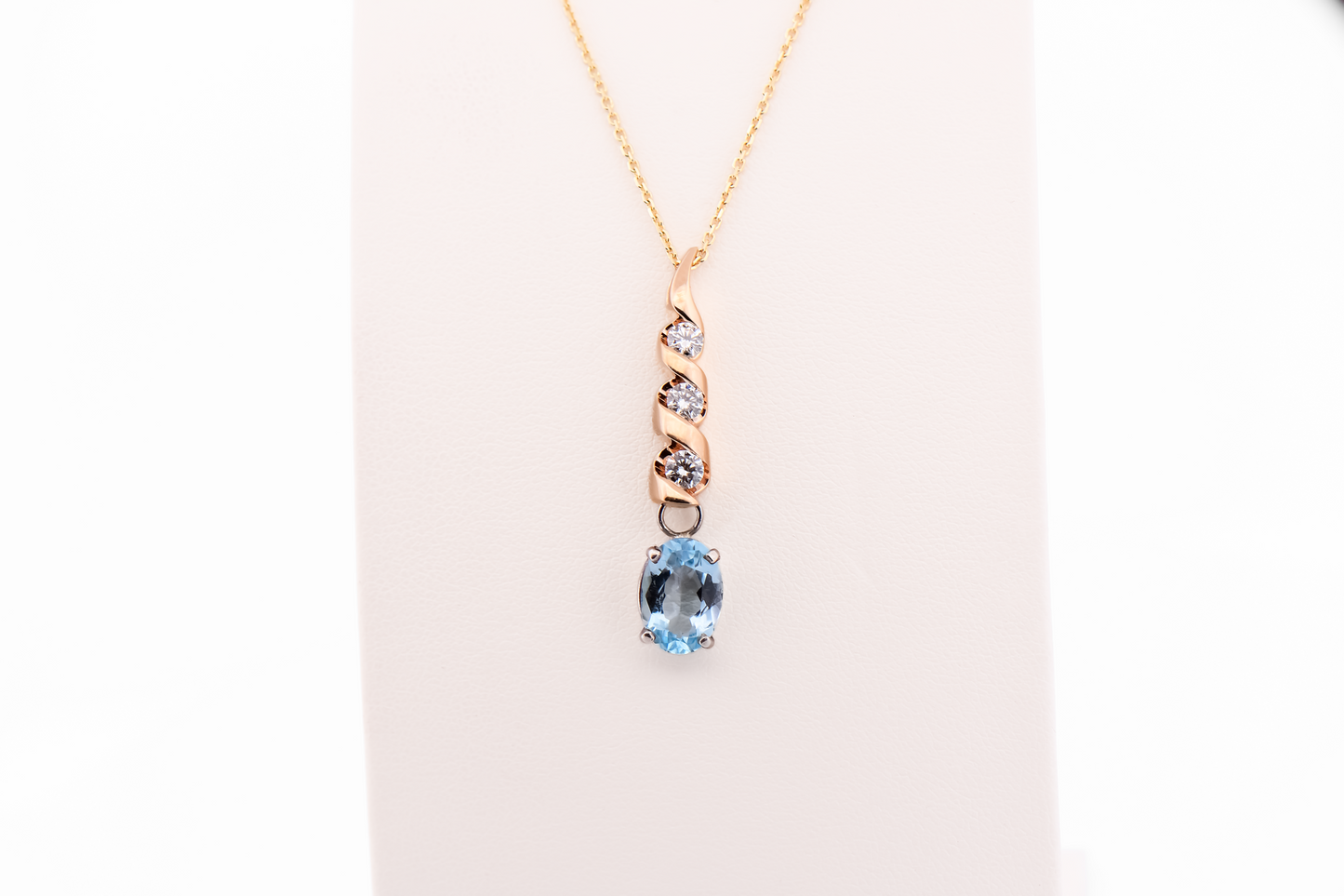 Detachable Pendant - Yellow Gold Diamond 3-Stone Drop