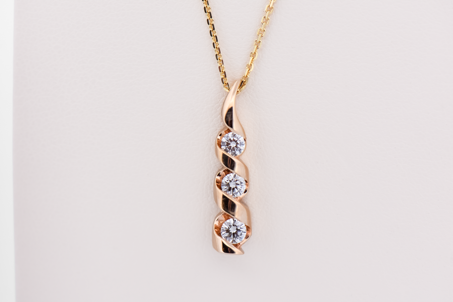 Detachable Pendant - Yellow Gold Diamond 3-Stone Drop