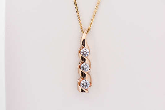 Detachable Pendant - Yellow Gold Diamond 3-Stone Drop
