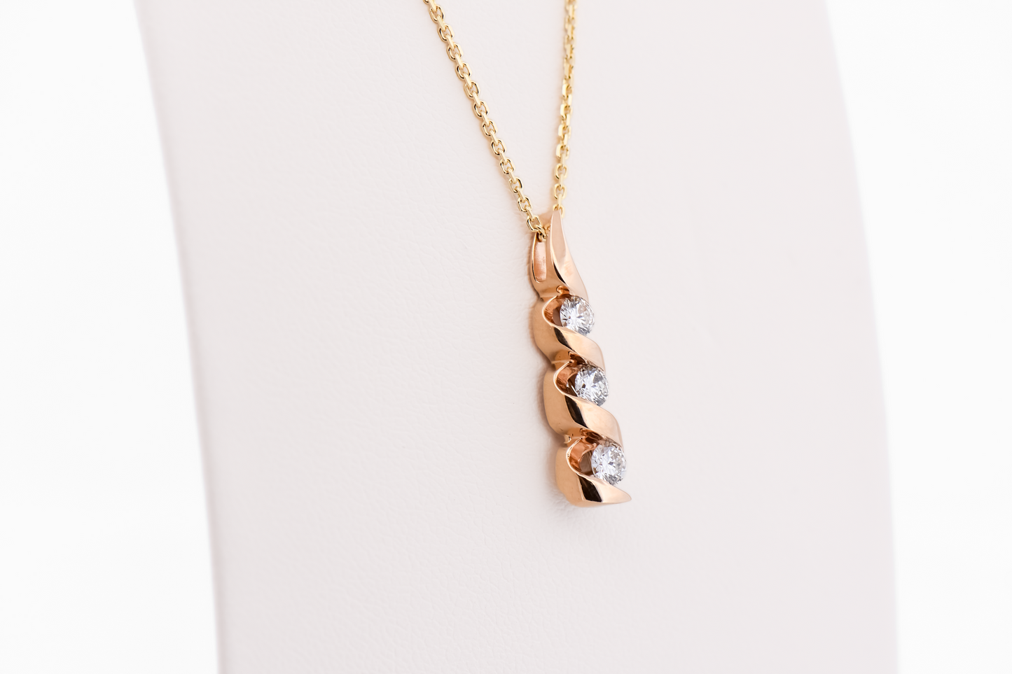 Detachable Pendant - Yellow Gold Diamond 3-Stone Drop