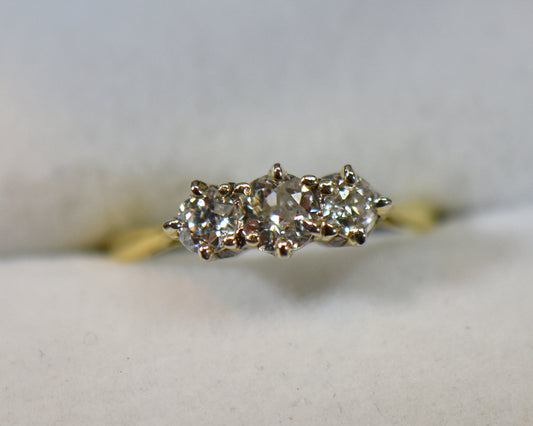 Antique Old European Cut Diamond 3-Stone Ring