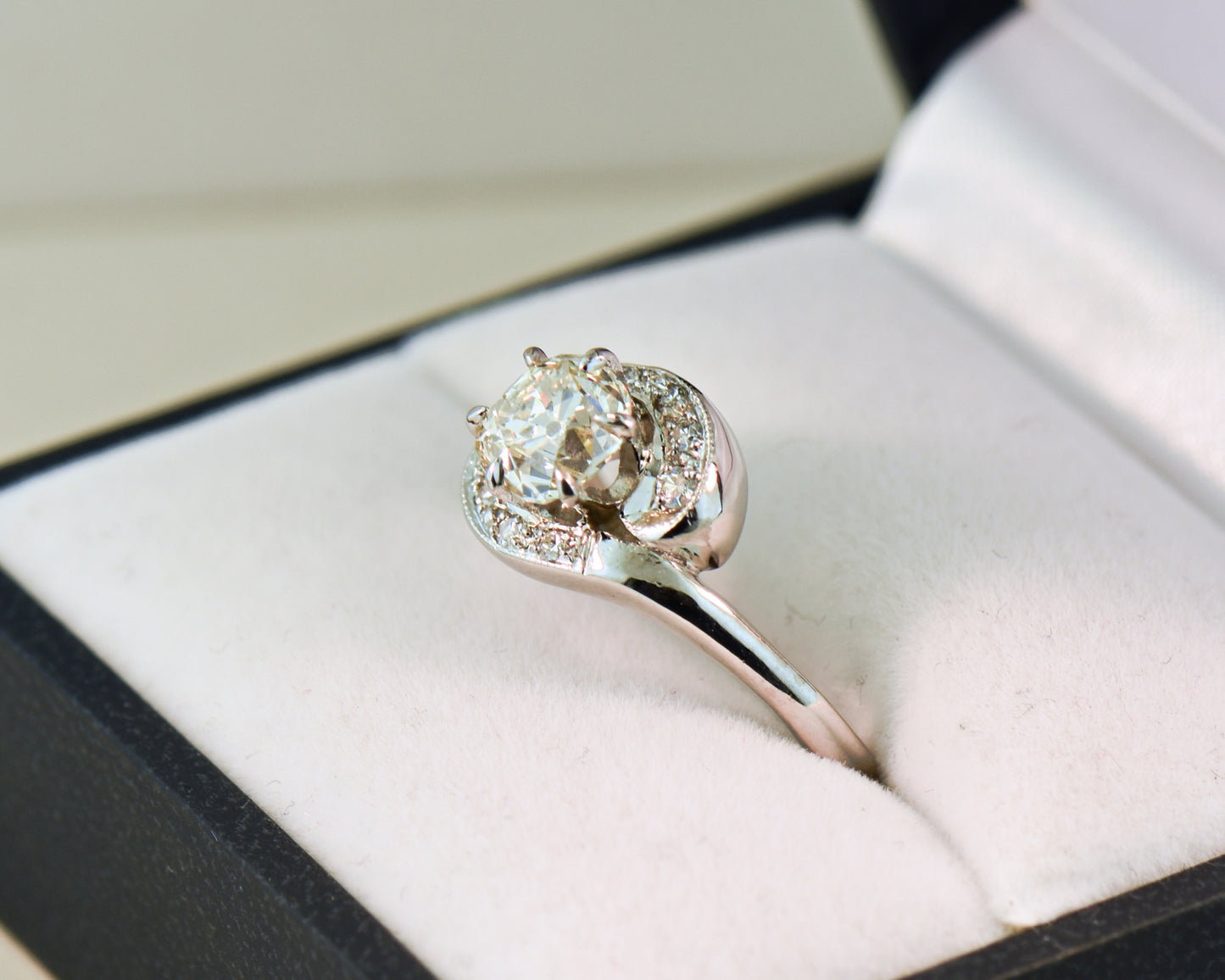 Vintage Engagement Ring with 1ct Old Mine Cut Diamond