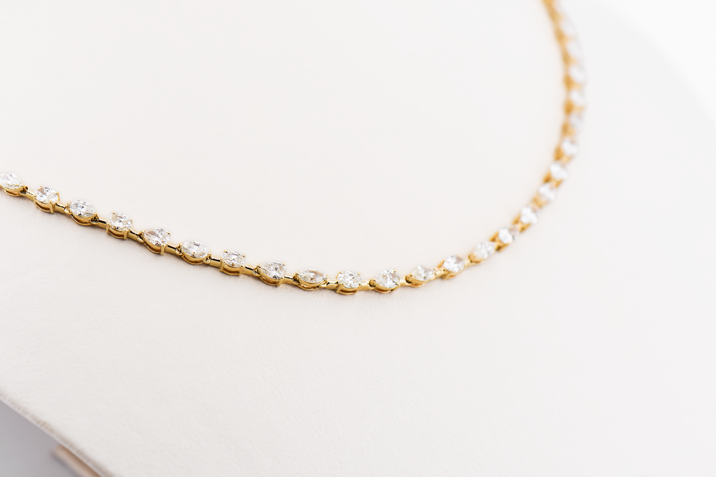 Diamond "Half Riviera" Necklace Set with Fancy Shaped Diamonds in Yellow Gold