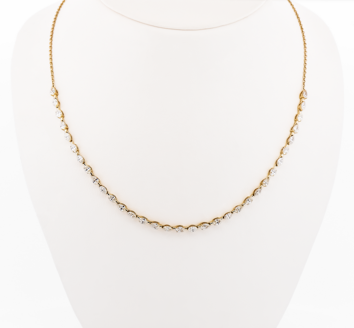 Diamond "Half Riviera" Necklace Set with Fancy Shaped Diamonds in Yellow Gold