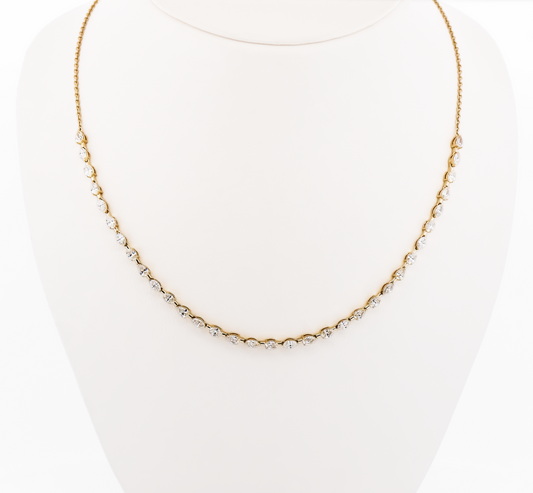 Diamond "Half Riviera" Necklace Set with Fancy Shaped Diamonds in Yellow Gold