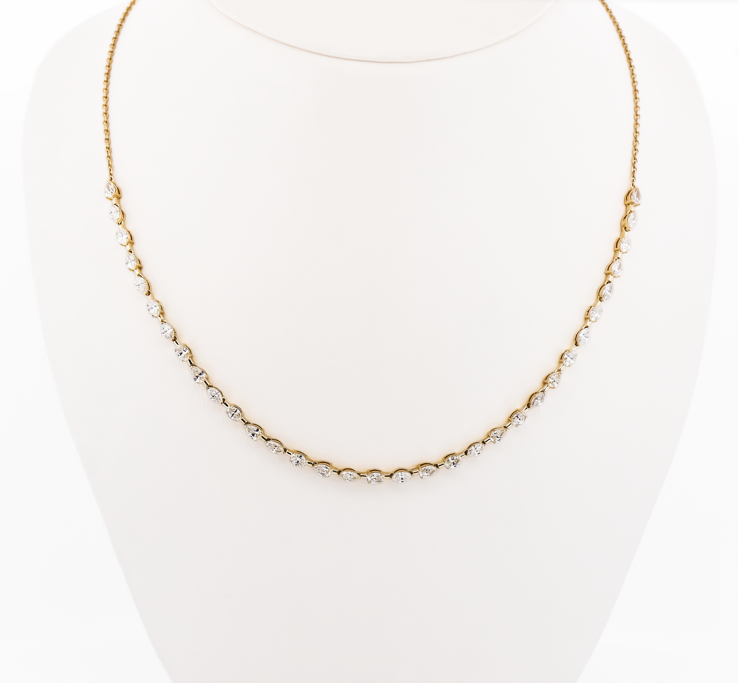Diamond "Half Riviera" Necklace Set with Fancy Shaped Diamonds in Yellow Gold
