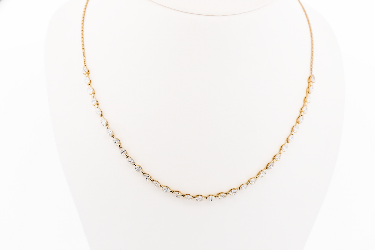 Diamond "Half Riviera" Necklace Set with Fancy Shaped Diamonds in Yellow Gold