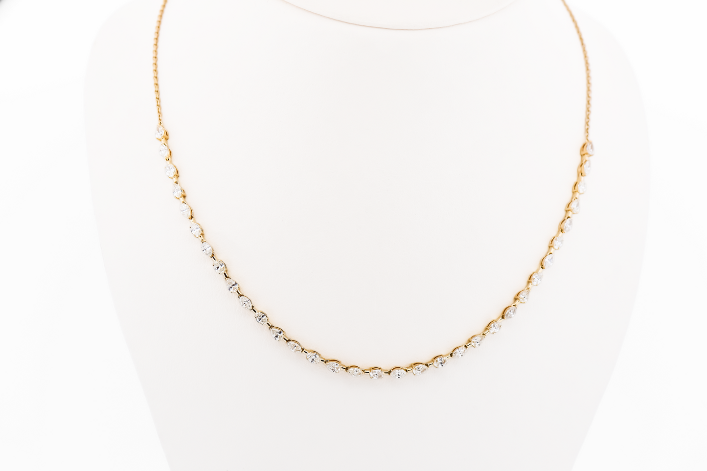 Diamond "Half Riviera" Necklace Set with Fancy Shaped Diamonds in Yellow Gold