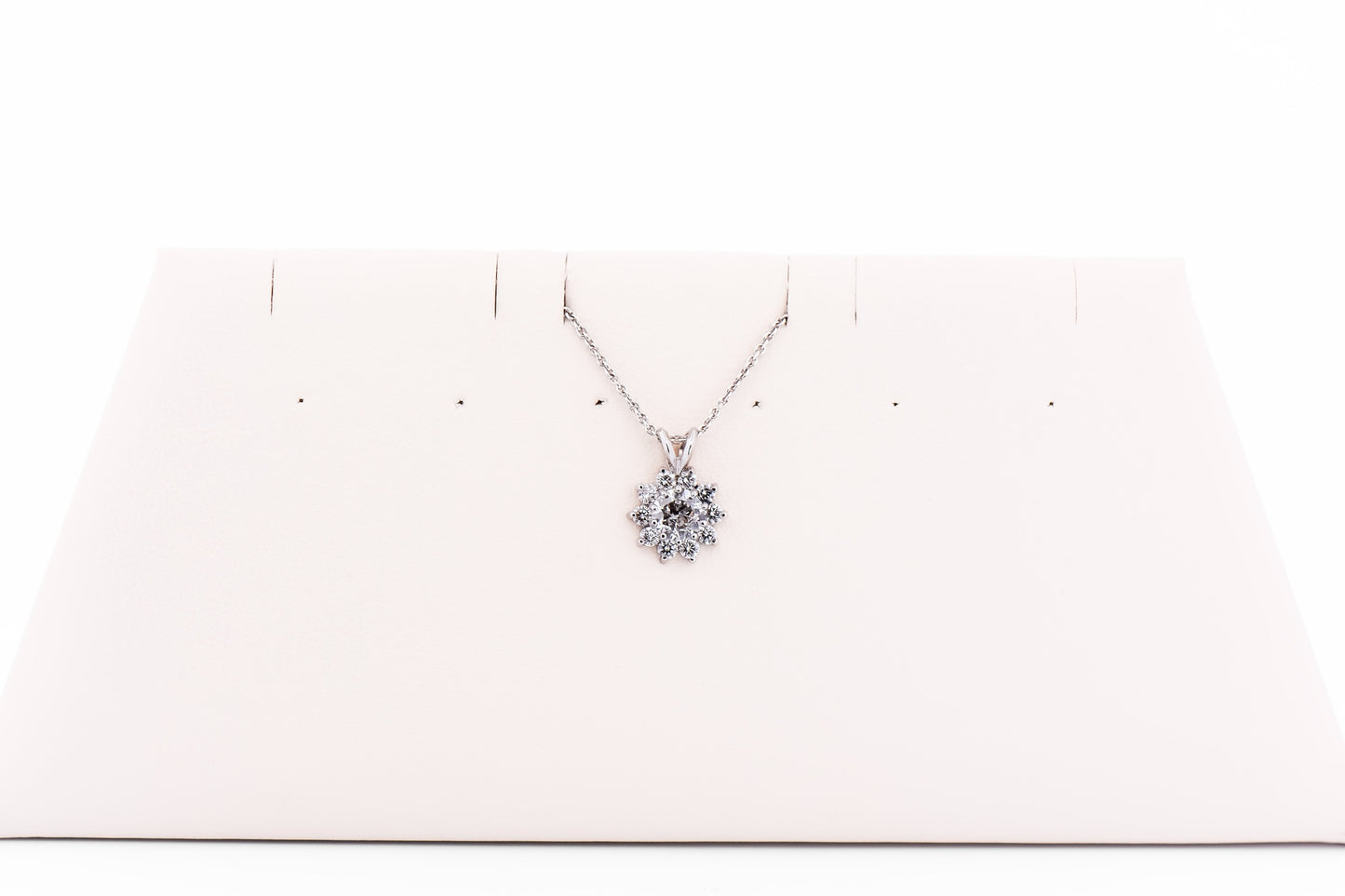 Diamond Halo Pendant - Center Old European Cut Diamond with Butterfly Inclusion
