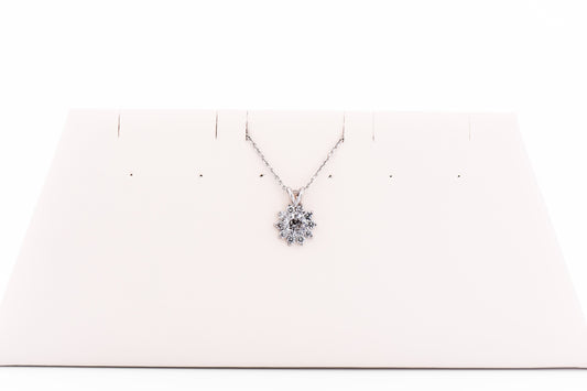 Diamond Halo Pendant - Center Old European Cut Diamond with Butterfly Inclusion