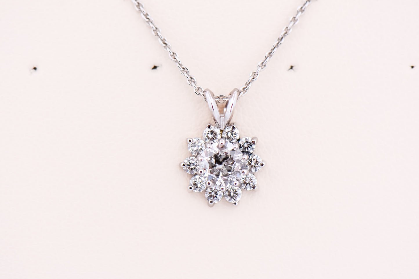 Diamond Halo Pendant - Center Old European Cut Diamond with Butterfly Inclusion