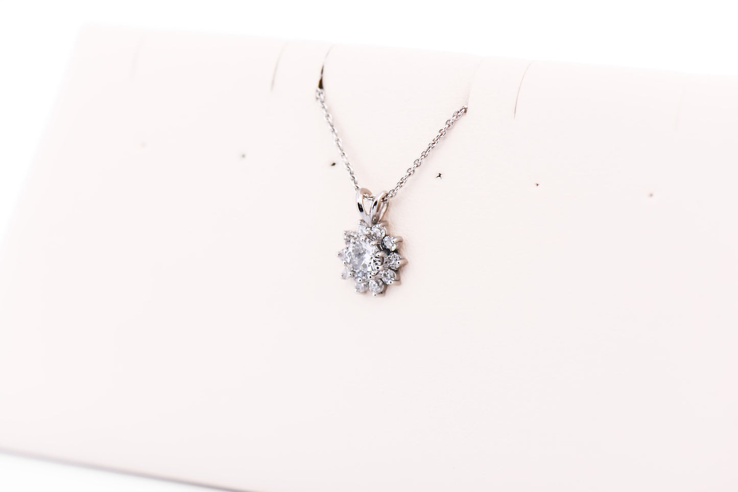 Diamond Halo Pendant - Center Old European Cut Diamond with Butterfly Inclusion