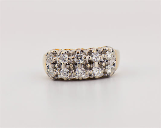 Vintage Two-Row Diamond Ring in Two-Tone Gold