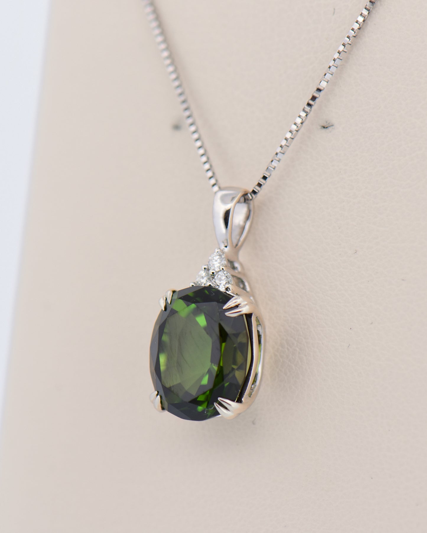 Two-Tone Green Tourmaline & Diamond Pendant
