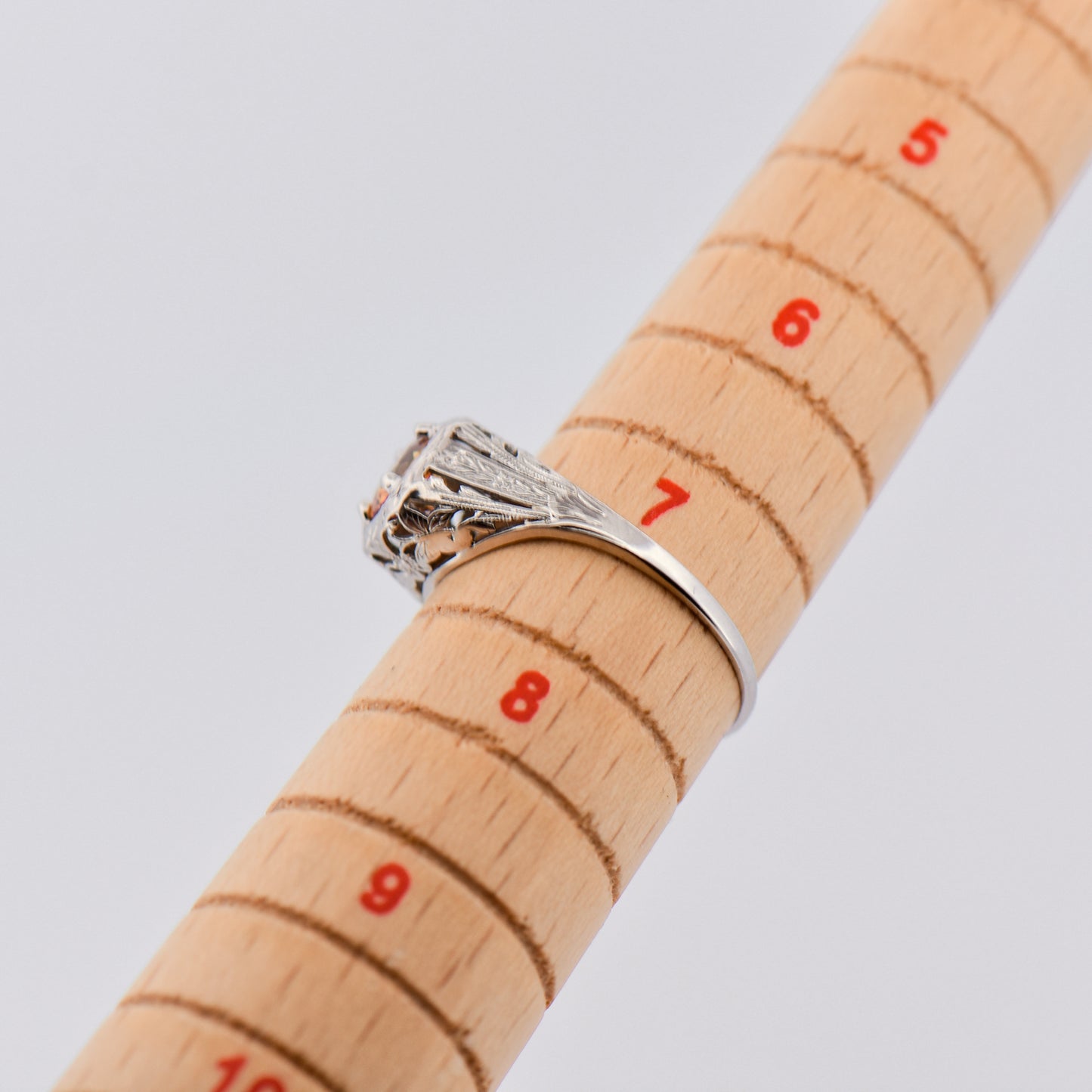 Orange Sapphire Butterfly Filigree Ring in 18k White Gold