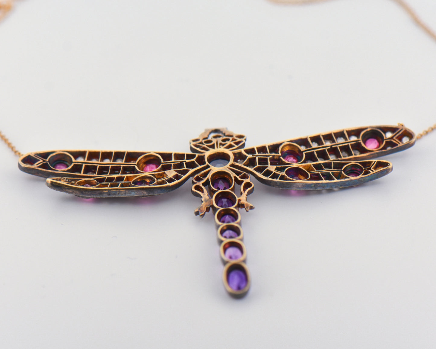 Vintage Dragonfly Pendant with Multigem Accents