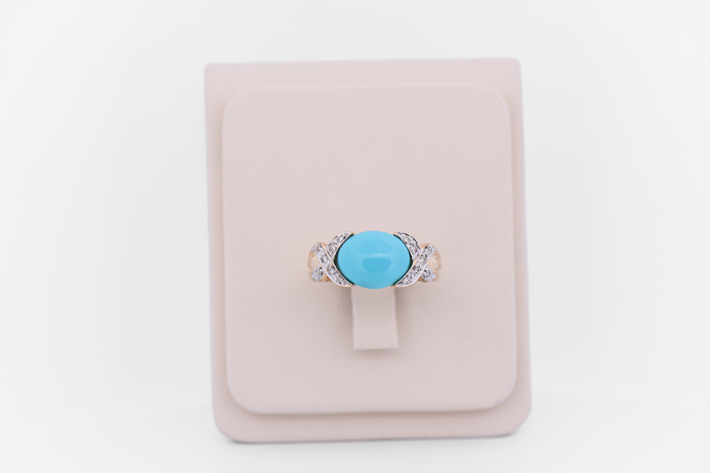 East-West Blue Turquoise and Diamond Ring