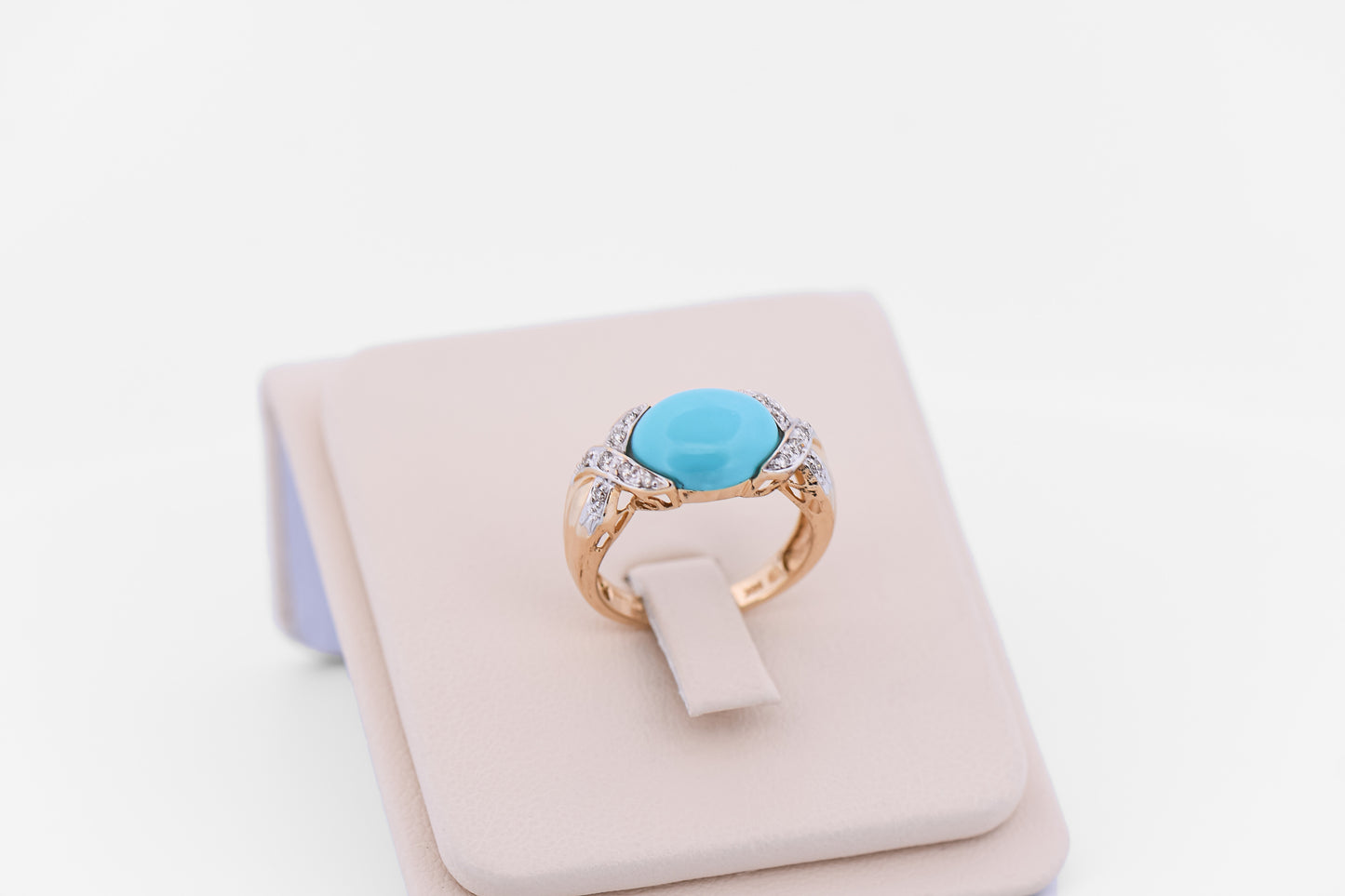 East-West Blue Turquoise and Diamond Ring