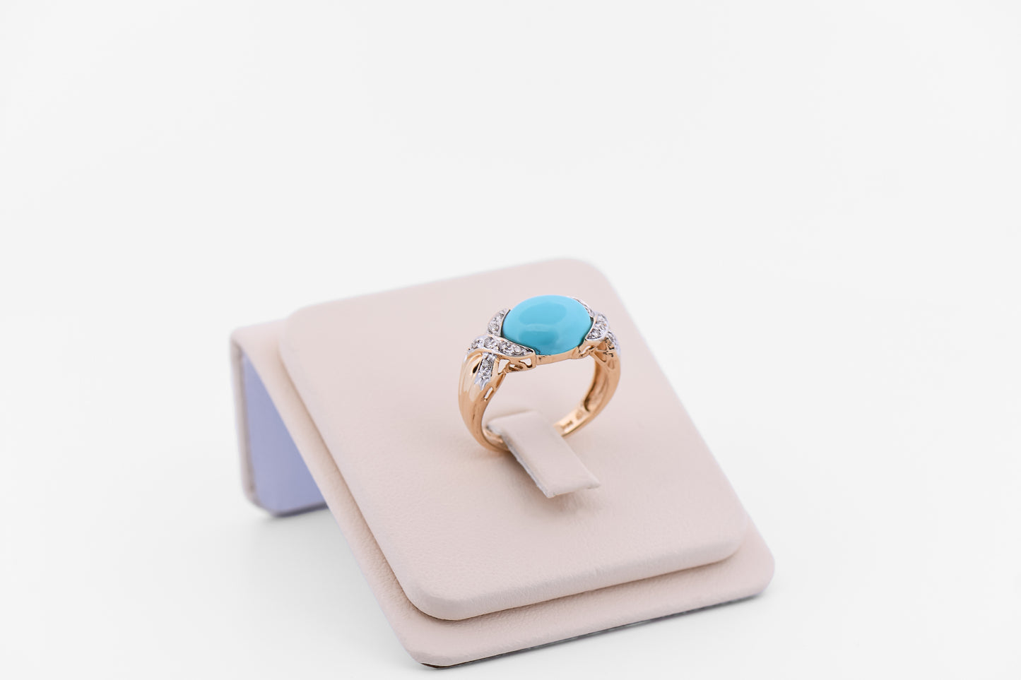 East-West Blue Turquoise and Diamond Ring