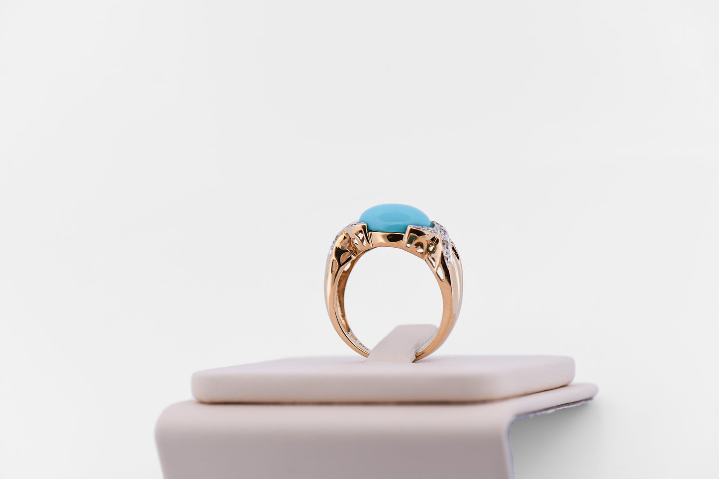 East-West Blue Turquoise and Diamond Ring