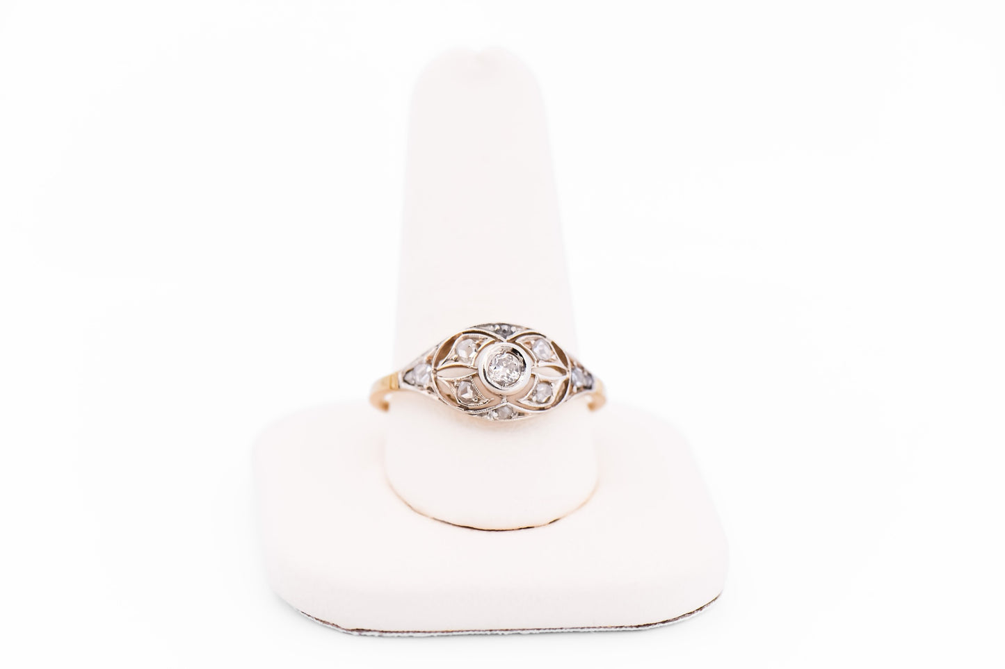 Edwardian Bezel Set Diamond Ring in Platinum Topped Gold