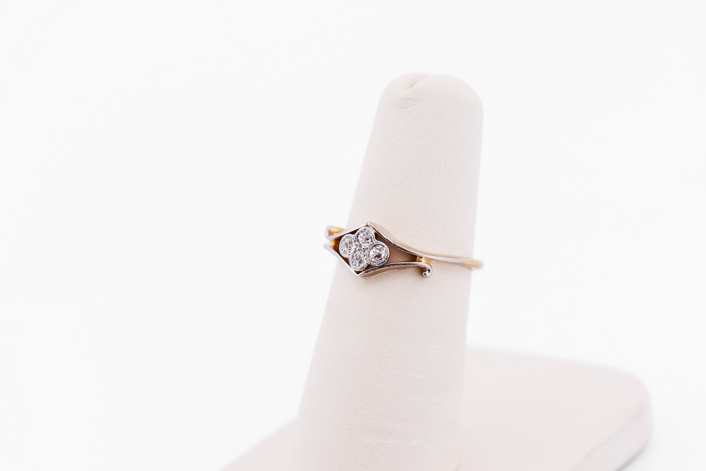Edwardian Diamond Cluster Wedding Band in Platinum Topped Yellow Gold