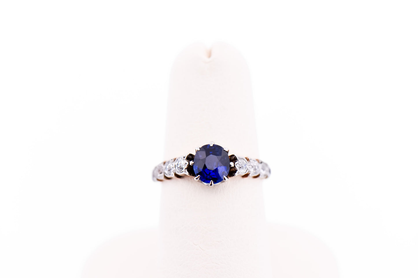 Edwardian Engagement Ring with Pailin Blue Sapphire & Diamonds