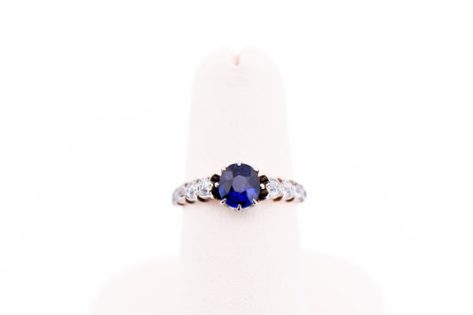 Edwardian Engagement Ring with Pailin Blue Sapphire & Diamonds