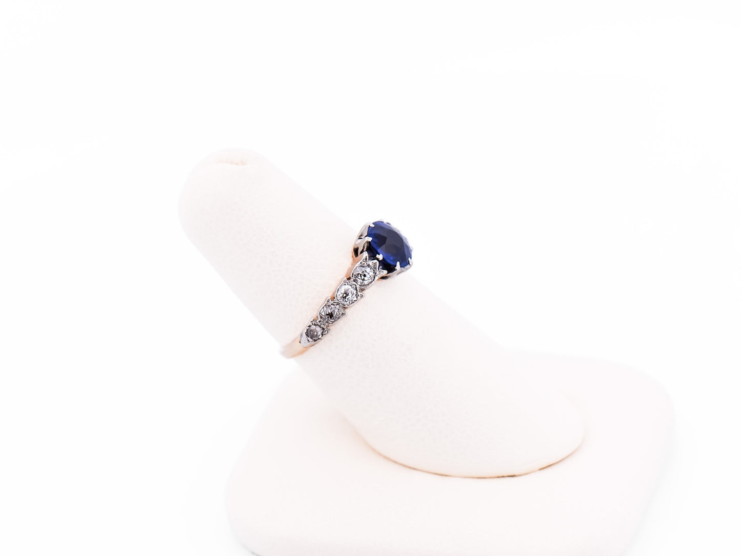 Edwardian Engagement Ring with Pailin Blue Sapphire & Diamonds