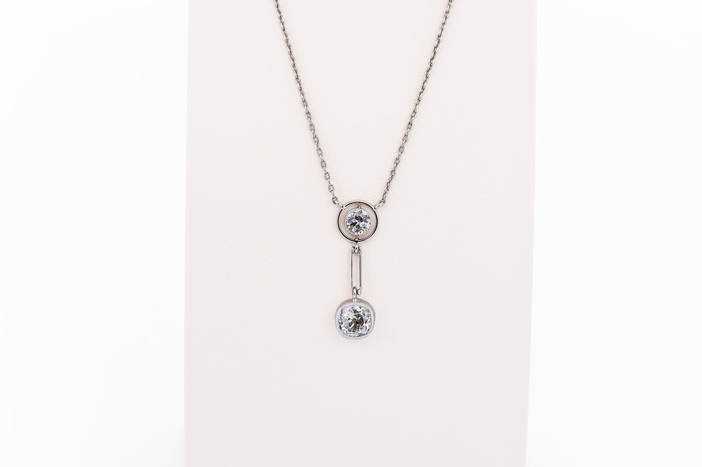 Elegant Art Deco Platinum Necklace with 1.50ctw Mine-Cut Diamonds