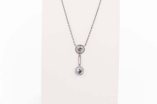 Elegant Art Deco Platinum Necklace with 1.50ctw Mine-Cut Diamonds