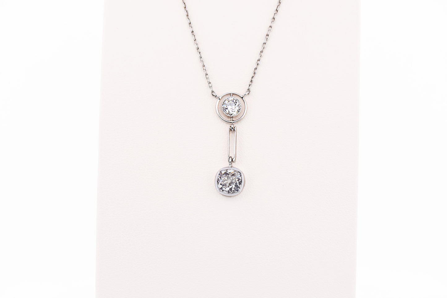 Elegant Art Deco Platinum Necklace with 1.50ctw Mine-Cut Diamonds