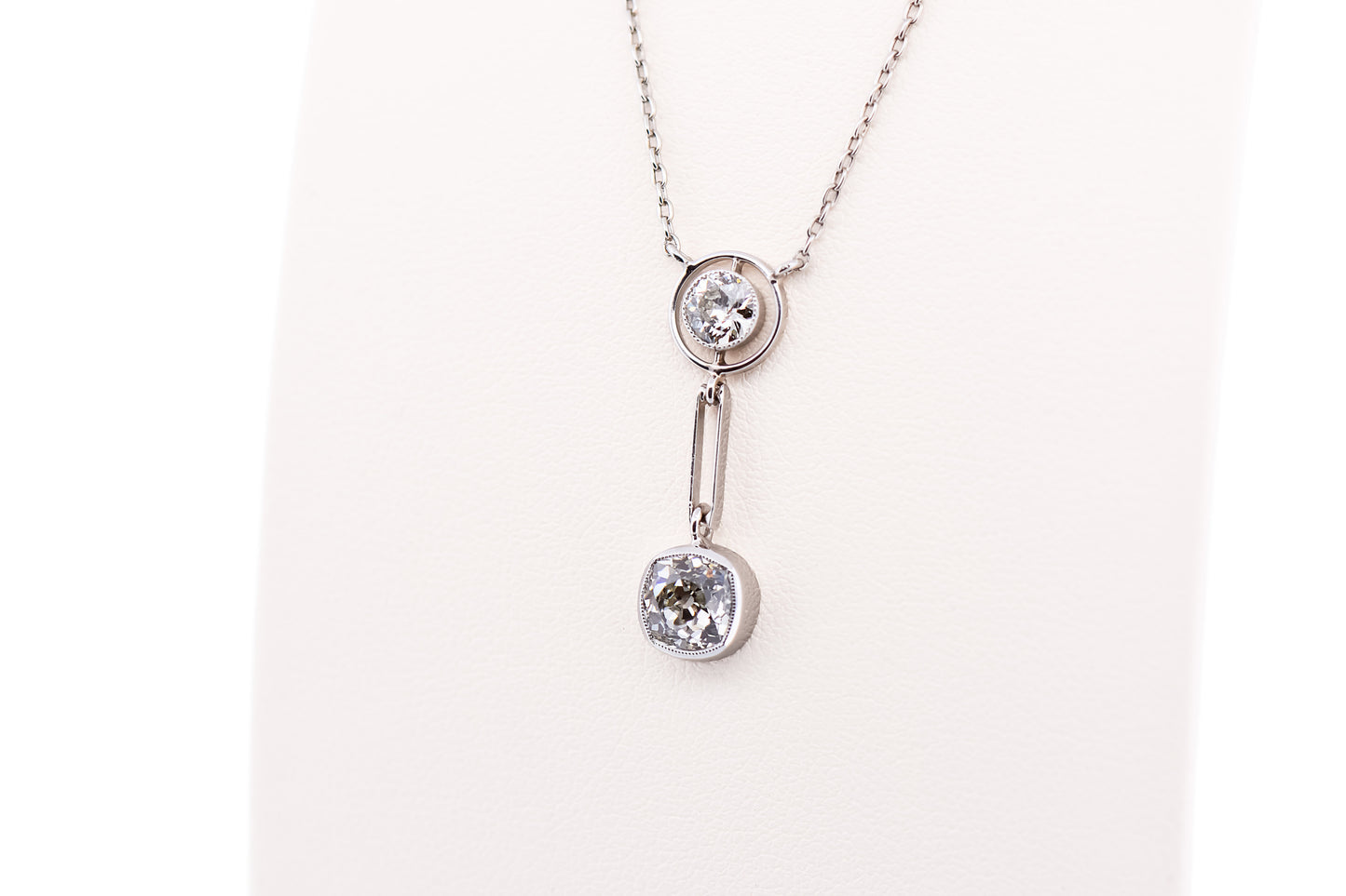 Elegant Art Deco Platinum Necklace with 1.50ctw Mine-Cut Diamonds