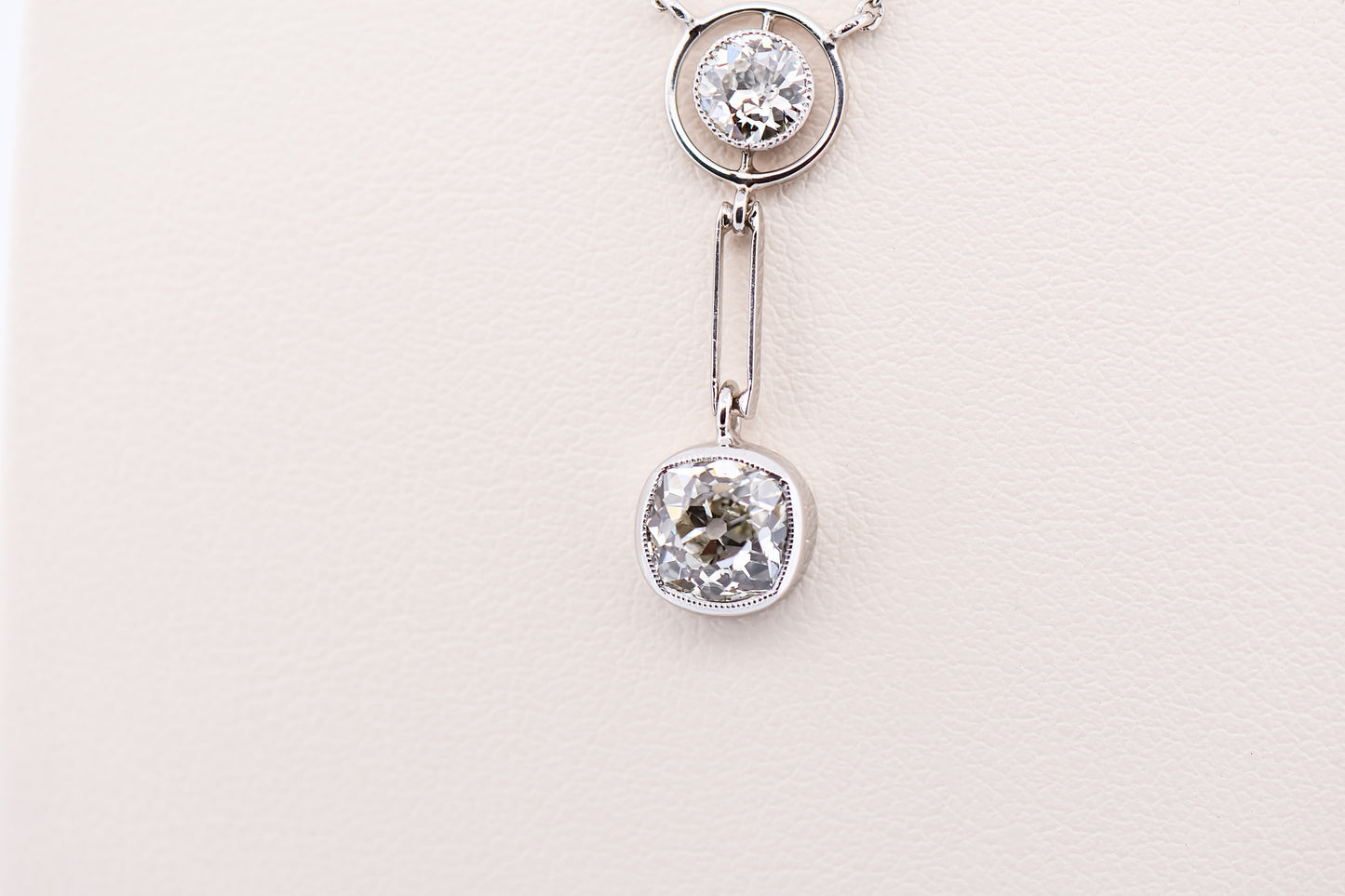 Elegant Art Deco Platinum Necklace with 1.50ctw Mine-Cut Diamonds
