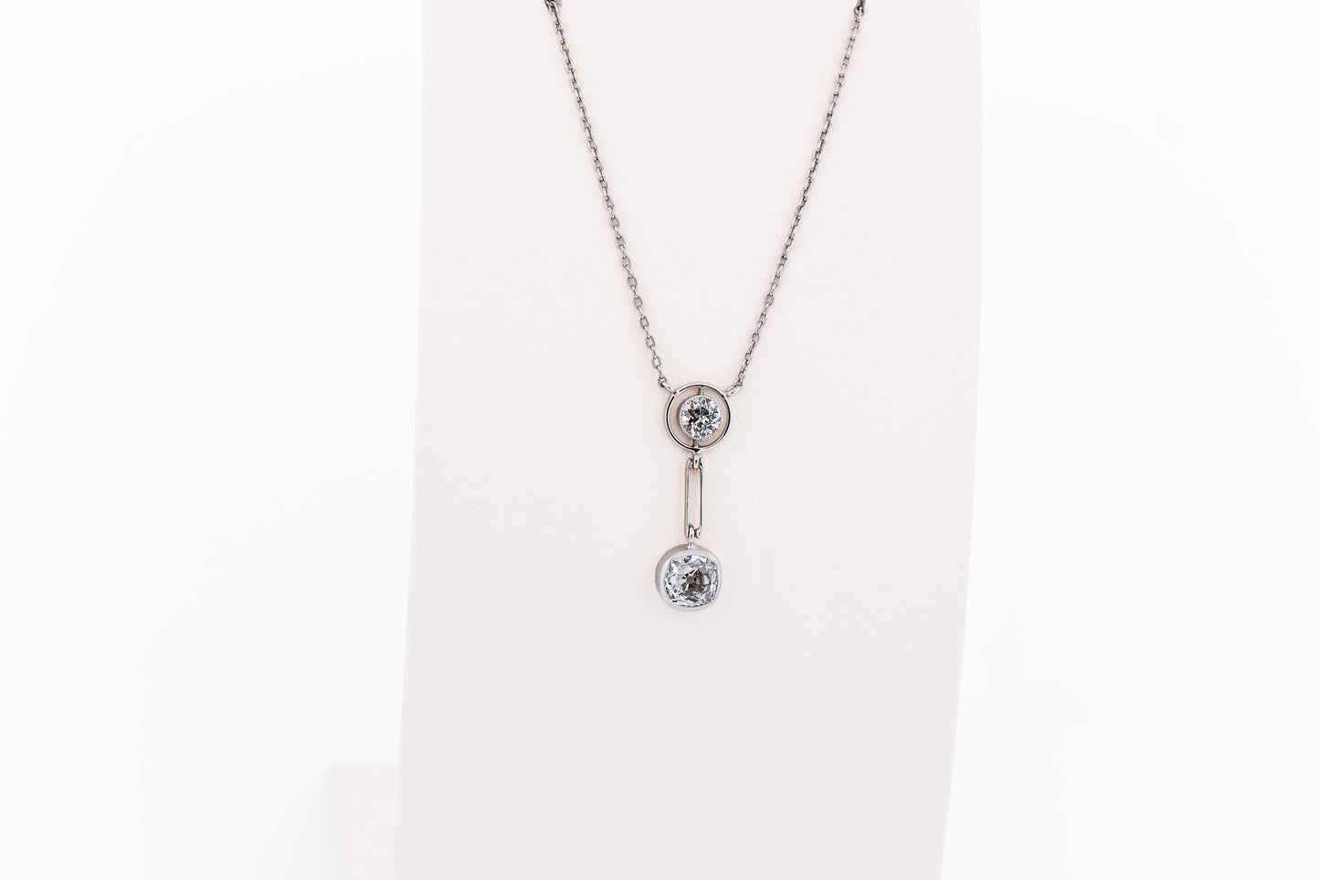 Elegant Art Deco Platinum Necklace with 1.50ctw Mine-Cut Diamonds