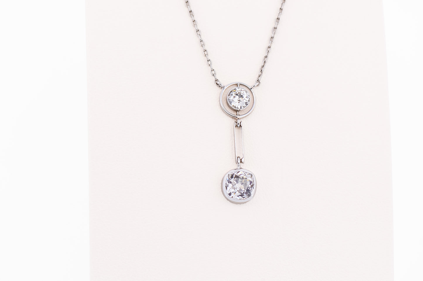 Elegant Art Deco Platinum Necklace with 1.50ctw Mine-Cut Diamonds