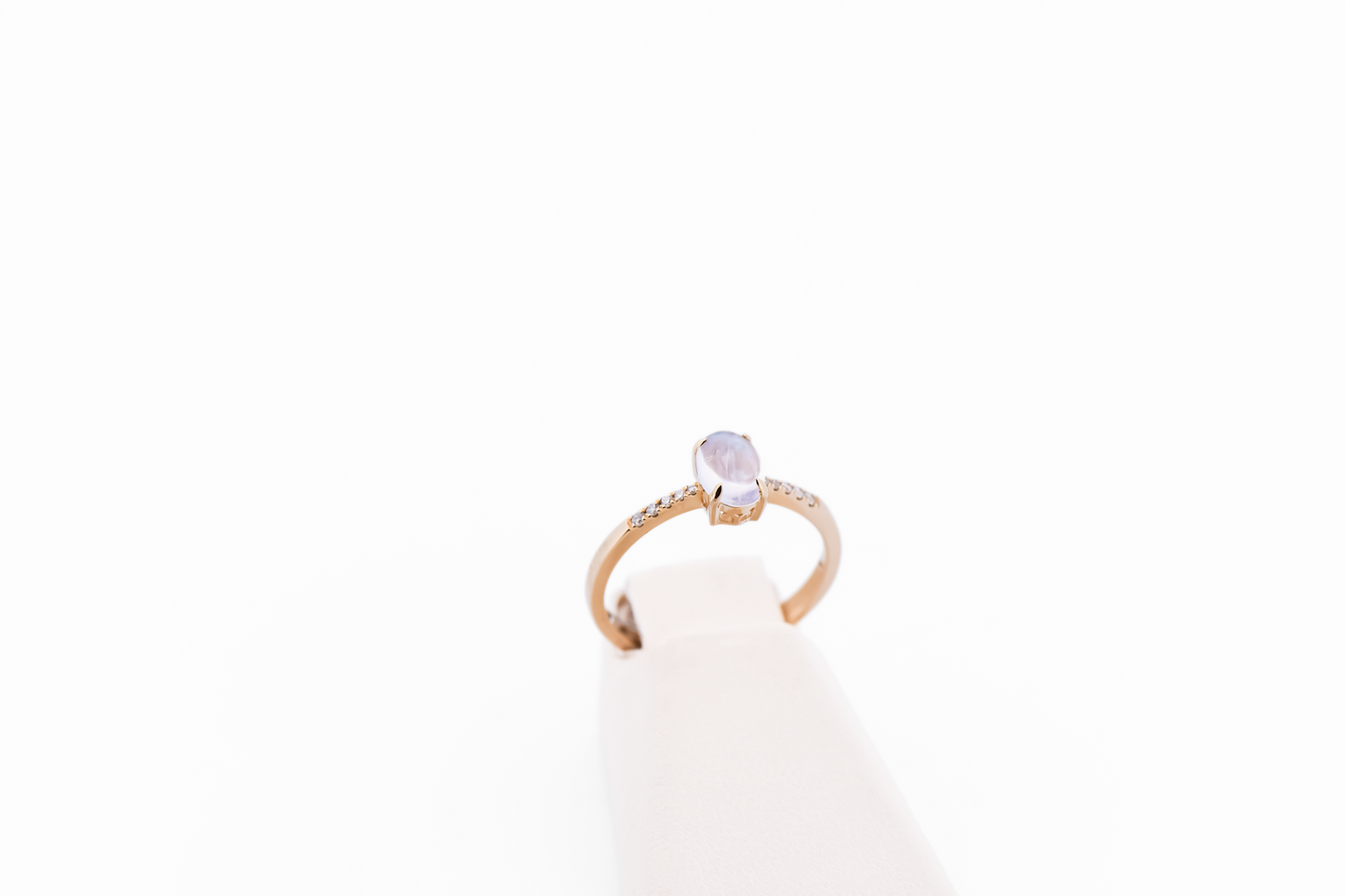 Elegant Blue Moonstone & Diamond Engagement Ring in Yellow Gold